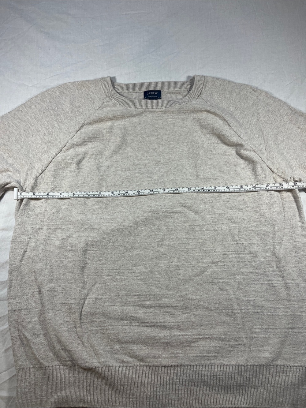 J. Crew Men’s Raglan Budded Crewneck Sweater Size Large in Cream Indie Fisherman - Picture 6 of 7